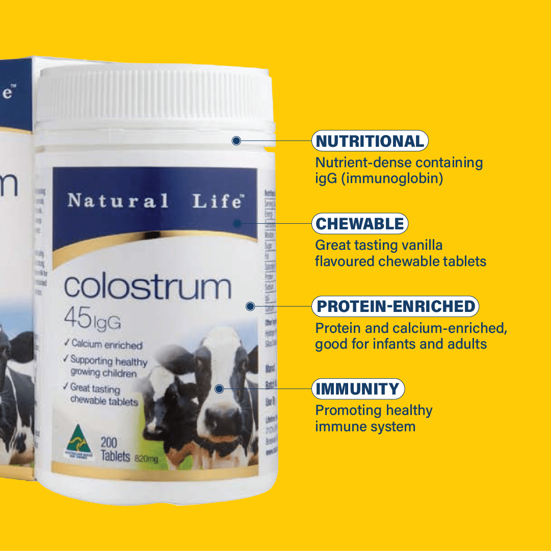 Natural Life™ Colostrum 45mg IgG 200 Chewable Tablets Natural Life™ Australia 