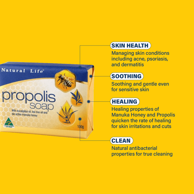 Natural Life™ Propolis Soap 100g - with Manuka honey, Eucalyptus oil & Tea Tree Oil Natural Life™ Australia