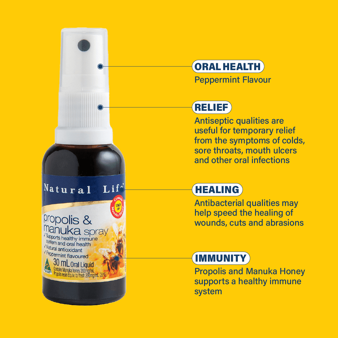 Natural Life Propolis & Manuka Honey Spray 30ml Natural Life™ Australia