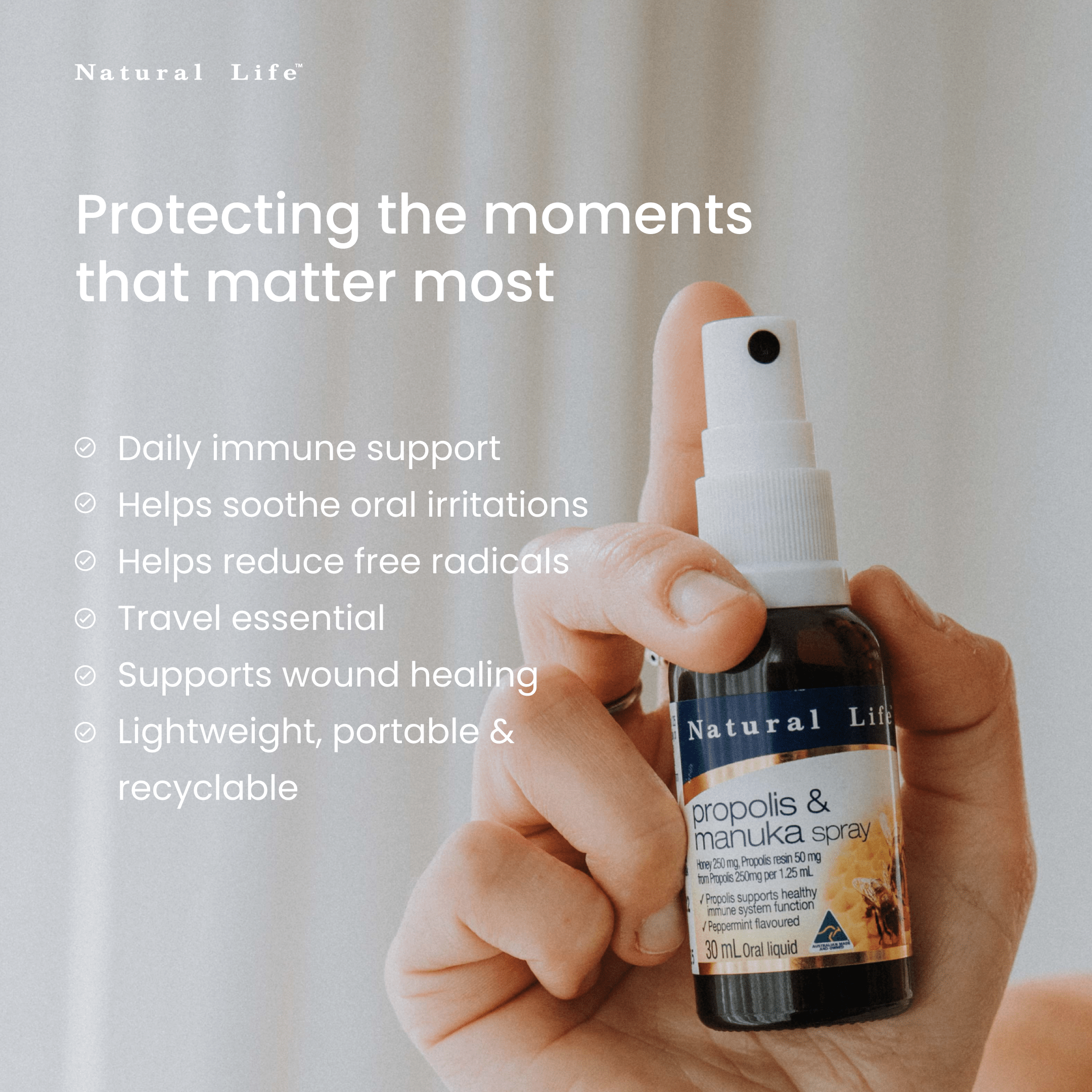 Propolis & Manuka Honey Throat Spray Propolis & Manuka Honey Natural Life™ Australia 