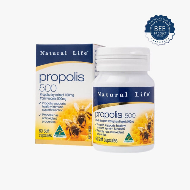 Natural Life Propolis 500mg Capsules Propolis & Manuka Honey Natural Life™ Australia 