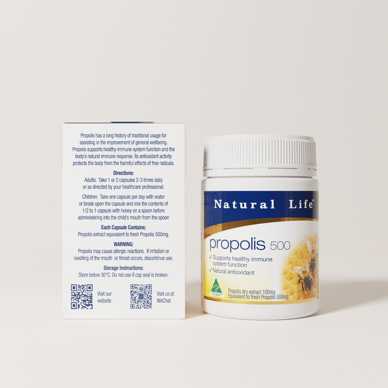 Propolis 500mg Capsules Propolis & Manuka Honey Natural Life™ Australia 