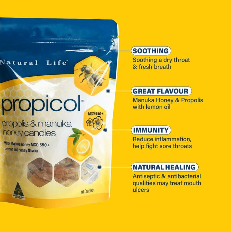 Natural Life Bundle Pack - 3 x Propolis & Manuka Honey Throat Spray 30ml PLUS 1 x FREE Propolis Candy Propolis & Manuka Honey Natural Life™ Australia 
