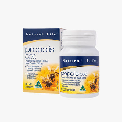 Natural Life™ Propolis 500mg capsules Propolis & Manuka Honey Natural Life™ Australia 60 Caps 